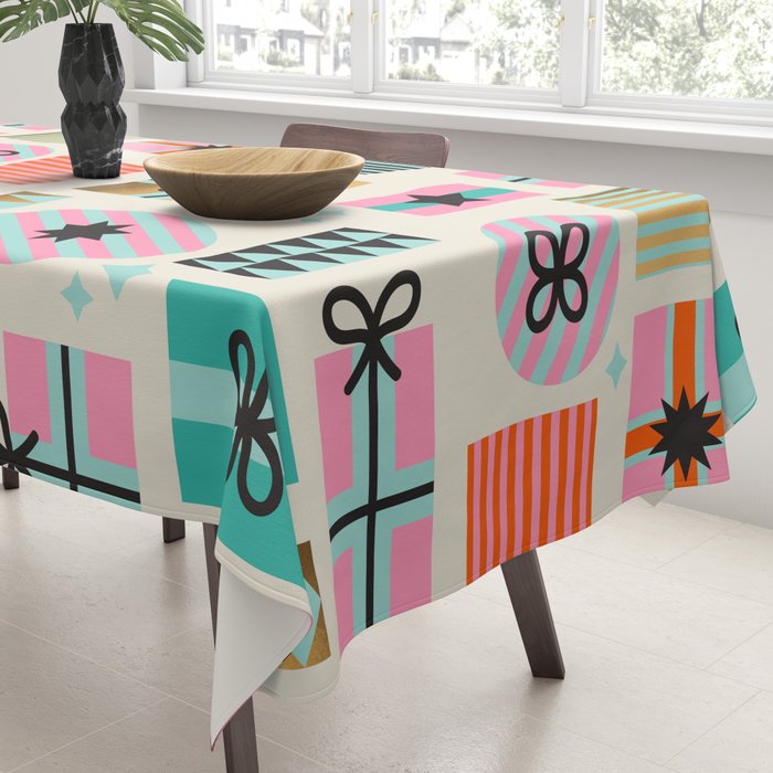 Retro Geometric Christmas gift Pattern 2 Tablecloth Gallery Image 3