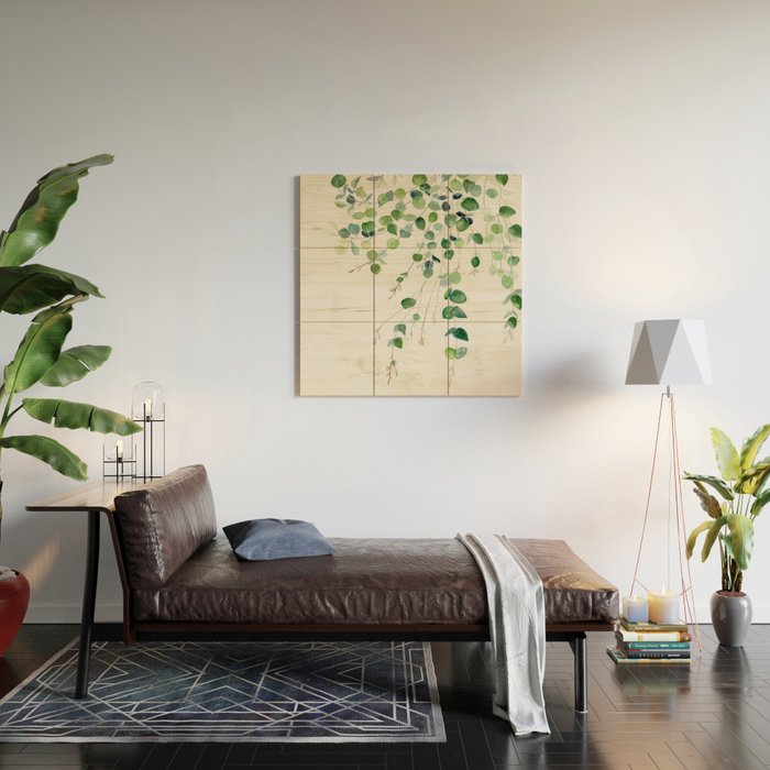 Eucalyptus Watercolor Wood Wall Art Gallery Image 2