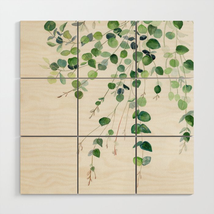 Eucalyptus Watercolor Wood Wall Art Gallery Image 1