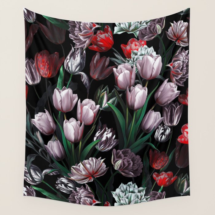 Magic Tulips Pattern VI Wall Tapestry Gallery Image 4