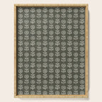 block print floral - dark olive Serving Tray Gallery Image 1