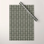 block print floral - dark olive Wrapping Paper Gallery Image 1