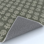 block print floral - dark olive Rug Gallery Image 4