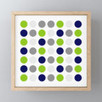 Lime Green, Bright Navy Blue, and Gray Multi Dots Minimalist Pattern on White Mini Art Print Gallery Image 1