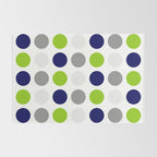 Lime Green, Bright Navy Blue, and Gray Multi Dots Minimalist Pattern on White Rug Gallery Image 2