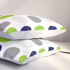 Lime Green, Bright Navy Blue, and Gray Multi Dots Minimalist Pattern on White Pillow Sham Gallery Image 3