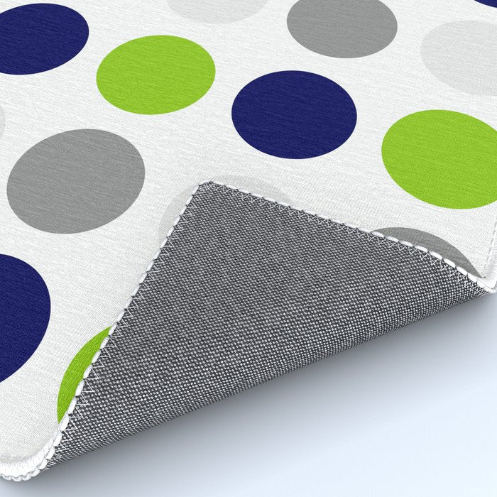 Lime Green, Bright Navy Blue, and Gray Multi Dots Minimalist Pattern on White Rug Gallery Image 4
