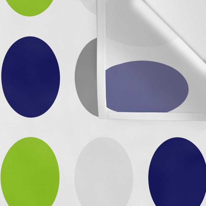 Lime Green, Bright Navy Blue, and Gray Multi Dots Minimalist Pattern on White Wall Tapestry Gallery Image 3