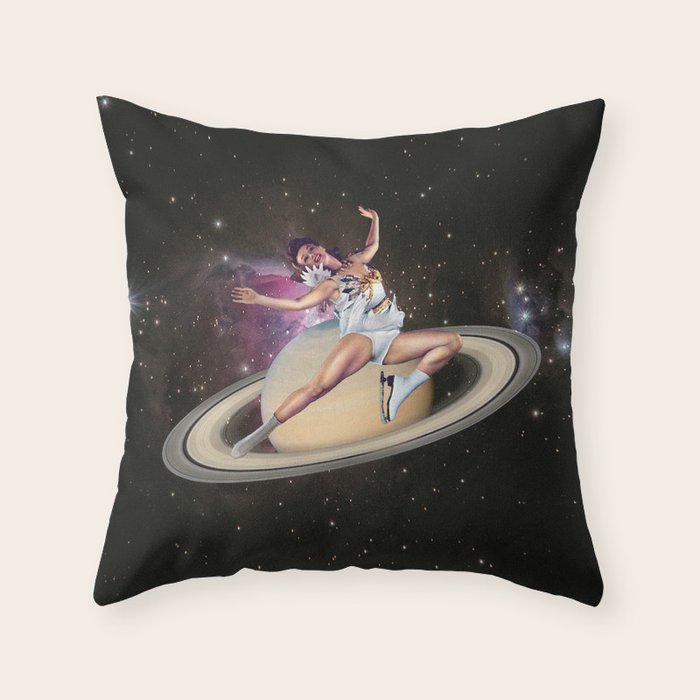 Saturn Queen // Skating in Space Throw Pillow Gallery Image 1