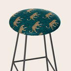 leopards walking - teal Stool Gallery Image 2