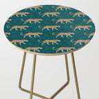 leopards walking - teal Side Table Gallery Image 2