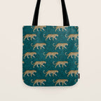 leopards walking - teal Tote Bag Gallery Image 1