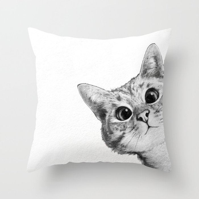 sneaky cat Throw Pillow Gallery Image 6