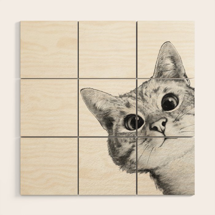 sneaky cat Wood Wall Art Gallery Image 1