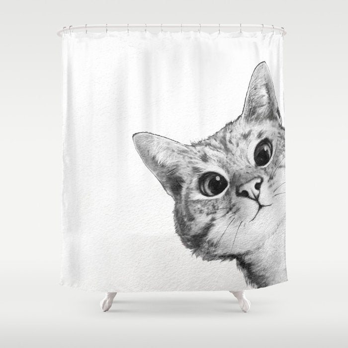 sneaky cat Shower Curtain Gallery Image 1