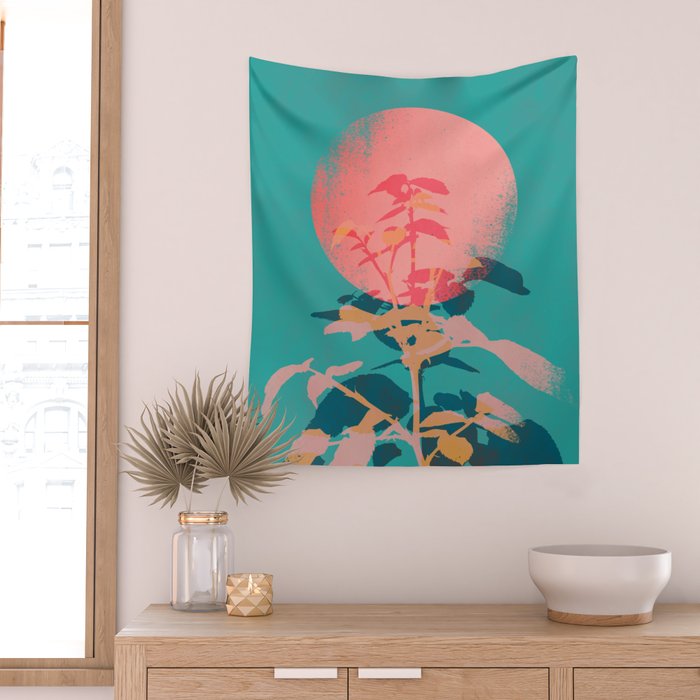 Flower noir Wall Tapestry Gallery Image 2