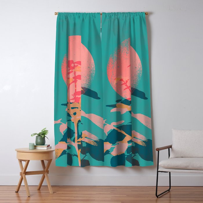 Flower noir Window Curtain Gallery Image 1