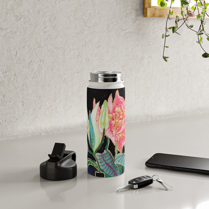 Swan Vase with Pink Lily Flower Bouquet on Dark Blue and Black Winter Floral Water Bottle Gallery Image 4