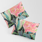 Swan Vase with Pink Lily Flower Bouquet on Dark Blue and Black Winter Floral Pillow Sham Gallery Image 3