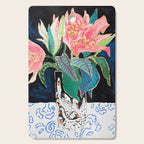 Swan Vase with Pink Lily Flower Bouquet on Dark Blue and Black Winter Floral Cutting Board Gallery Image 1