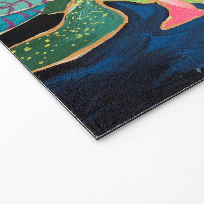 Swan Vase with Pink Lily Flower Bouquet on Dark Blue and Black Winter Floral Welcome Mat Gallery Image 2