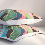 Swan Vase with Pink Lily Flower Bouquet on Dark Blue and Black Winter Floral Pillow Sham Gallery Image 3