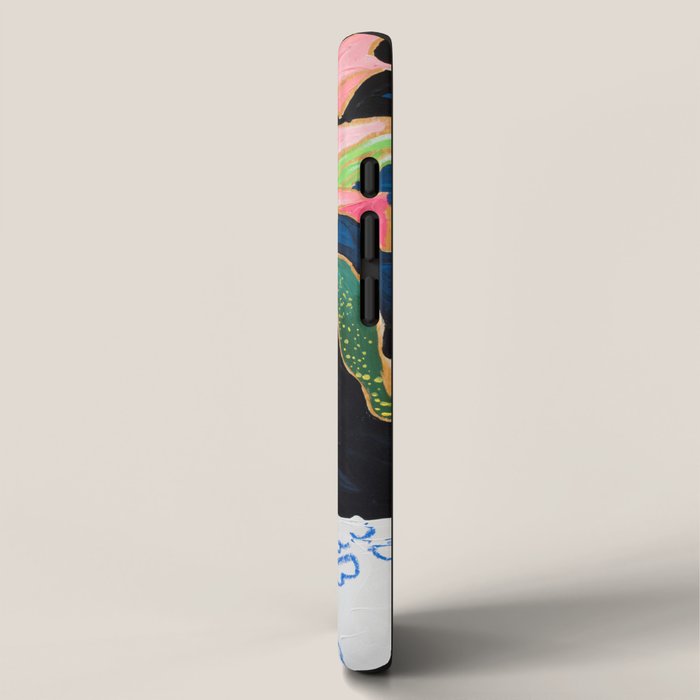 Swan Vase with Pink Lily Flower Bouquet on Dark Blue and Black Winter Floral iPhone Case Gallery Image 2