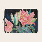 Swan Vase with Pink Lily Flower Bouquet on Dark Blue and Black Winter Floral Laptop Sleeve Gallery Image 1