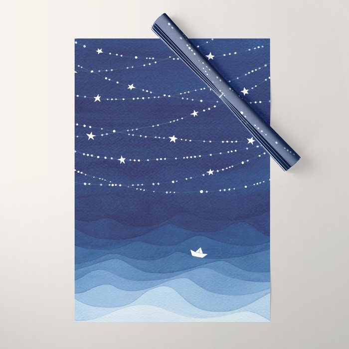 Garland of Stars IV, night sky Wrapping Paper Gallery Image 1