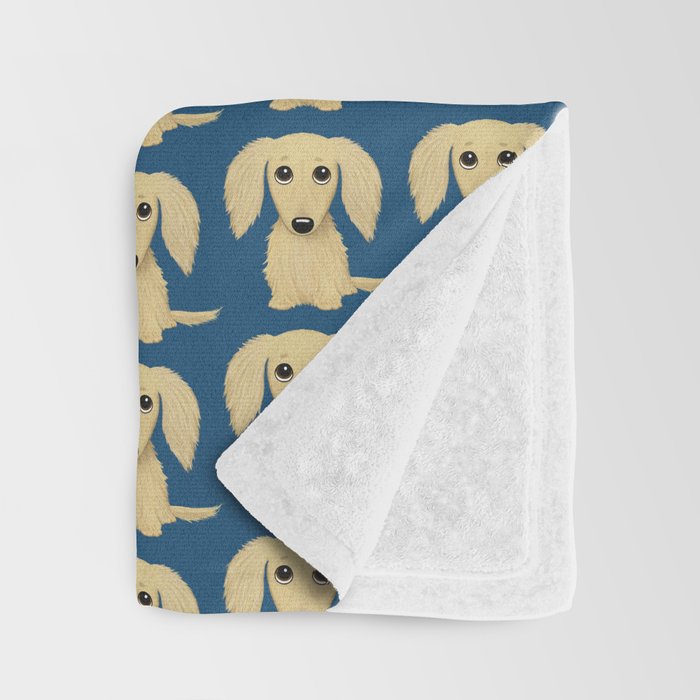 Longhaired Cream Dachshund Cartoon Dog Throw Blanket Gallery Image 3