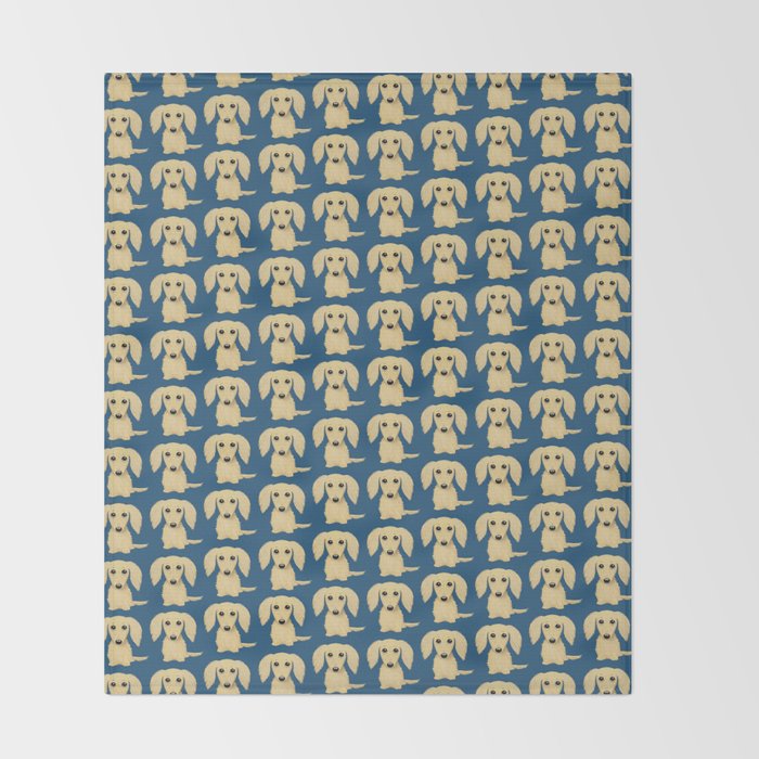 Longhaired Cream Dachshund Cartoon Dog Throw Blanket Gallery Image 2