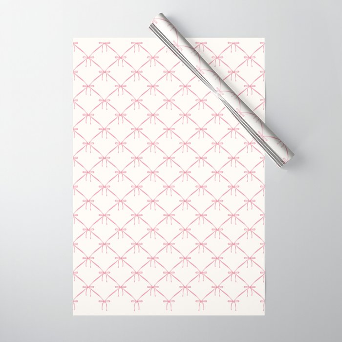 Bows & Ribbons Pattern I Pastel Pink Wrapping Paper Gallery Image 1