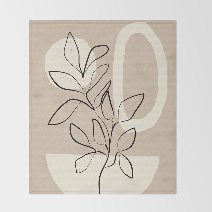 Abstract Minimal Plant 7 Throw Blanket Gallery Image 2