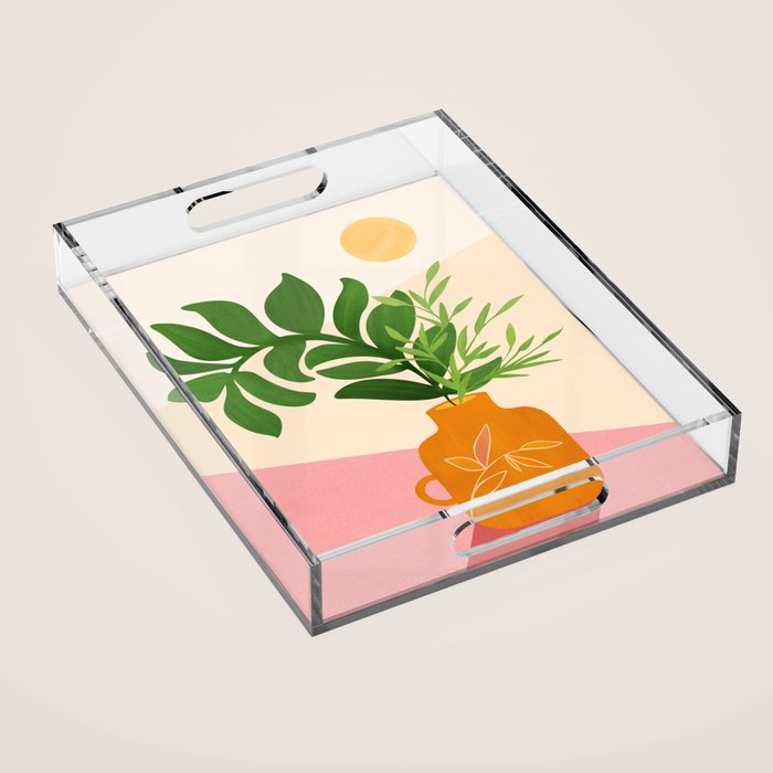 Greenery and Sunlight Botanical Still Life Acrylic Tray Gallery Image 1