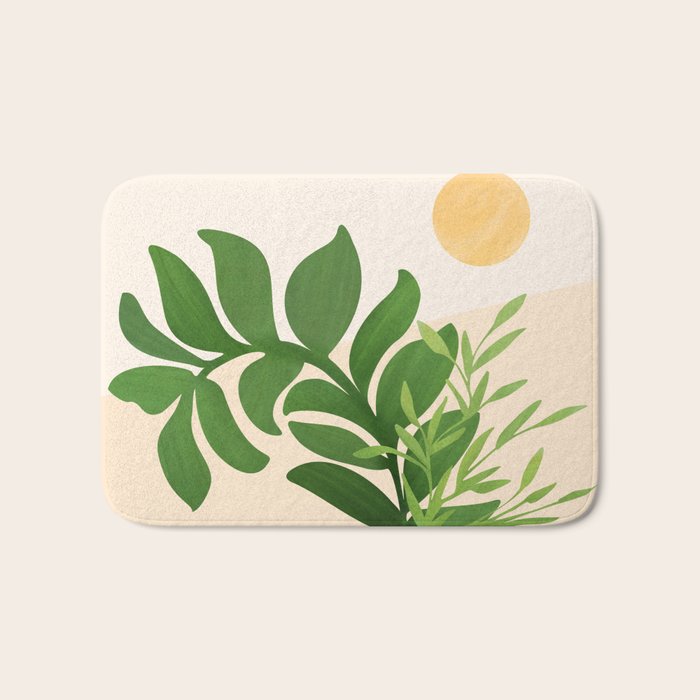 Greenery and Sunlight Botanical Still Life Bath Mat Gallery Image 1