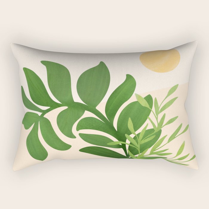 Greenery and Sunlight Botanical Still Life Rectangular Pillow Gallery Image 1