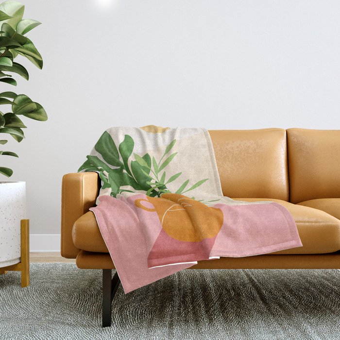 Greenery and Sunlight Botanical Still Life Throw Blanket Gallery Image 1