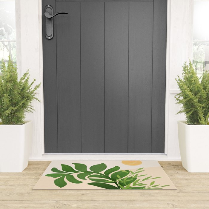 Greenery and Sunlight Botanical Still Life Welcome Mat Gallery Image 3