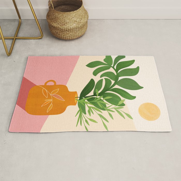 Greenery and Sunlight Botanical Still Life Rug Gallery Image 1