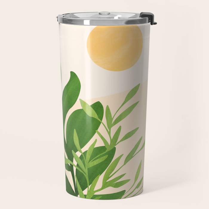 Greenery and Sunlight Botanical Still Life Travel Mug Gallery Image 2