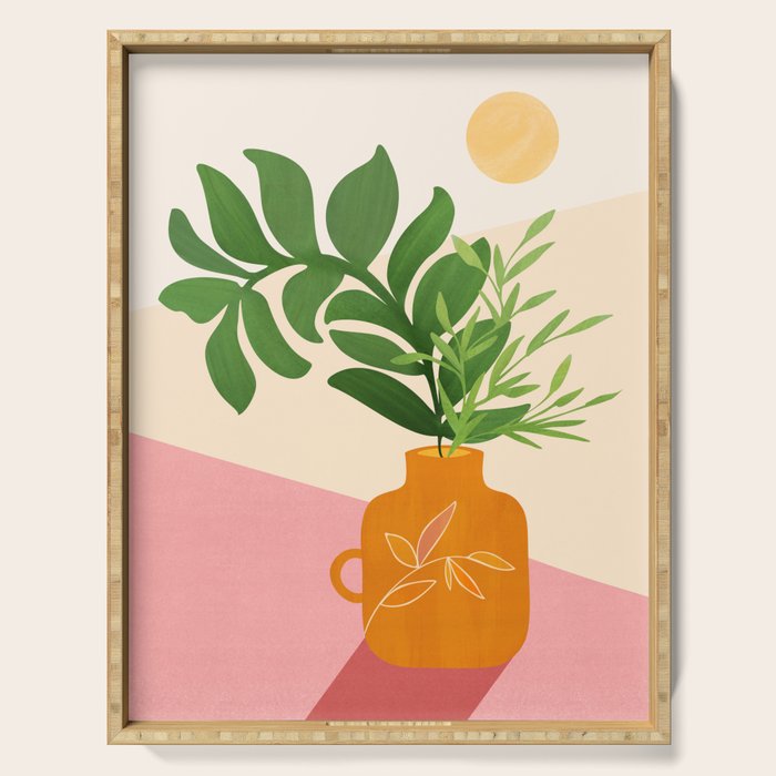 Greenery and Sunlight Botanical Still Life Serving Tray Gallery Image 1