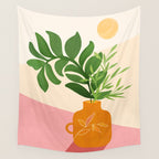 Greenery and Sunlight Botanical Still Life Wall Tapestry Gallery Image 4