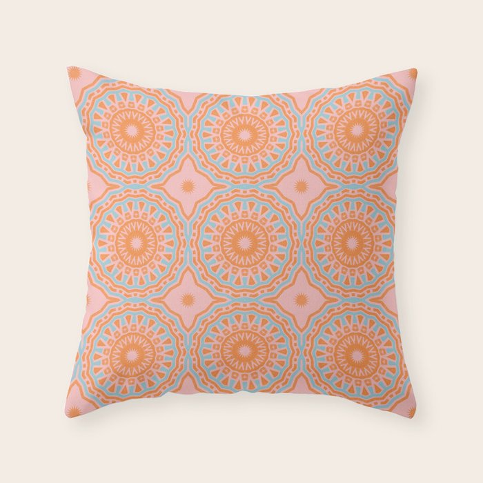 Coral Mandala Pattern Throw Pillow Gallery Image 1