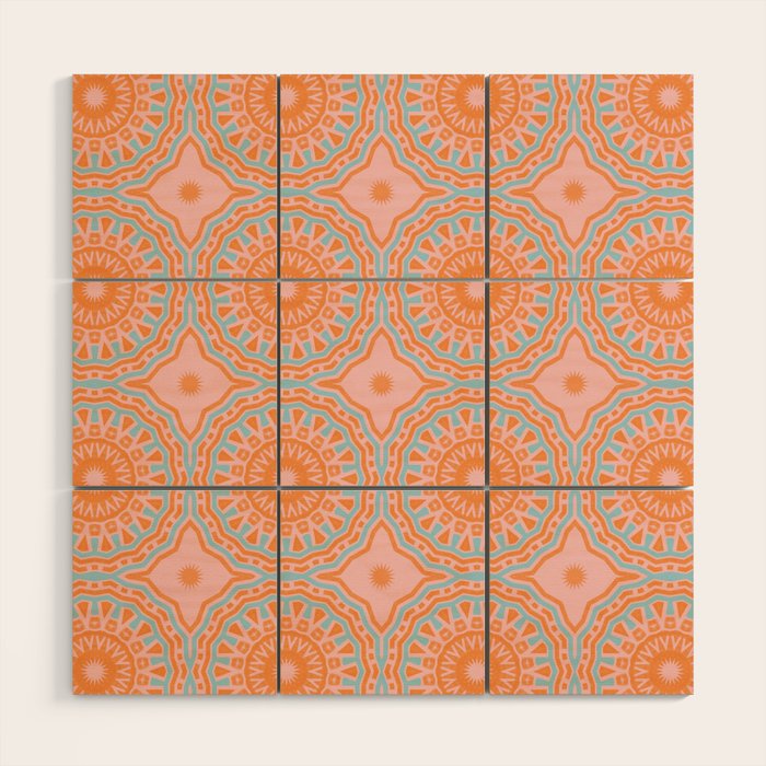 Coral Mandala Pattern Wood Wall Art Gallery Image 1
