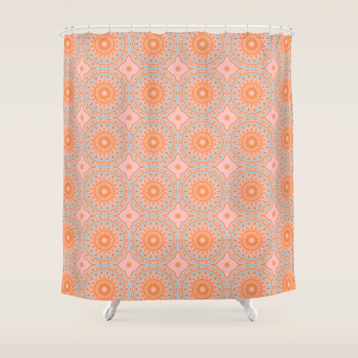 Coral Mandala Pattern Shower Curtain Gallery Image 1