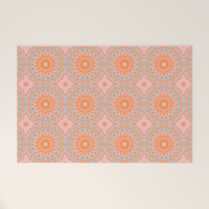 Coral Mandala Pattern Welcome Mat Gallery Image 1