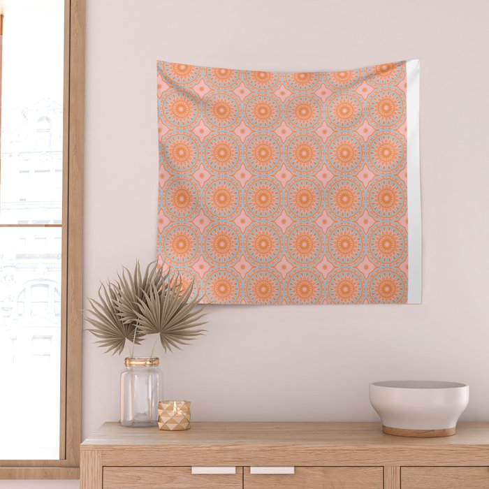 Coral Mandala Pattern Wall Tapestry Gallery Image 2