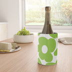 Large Summer Green Retro Flowers White Background Fresh Mood #decor #society6 #buyart Wine Chiller Gallery Image 4