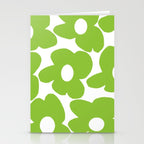 Large Summer Green Retro Flowers White Background Fresh Mood #decor #society6 #buyart Stationery Card Gallery Image 2