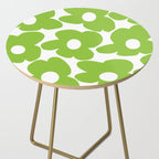 Large Summer Green Retro Flowers White Background Fresh Mood #decor #society6 #buyart Side Table Gallery Image 2